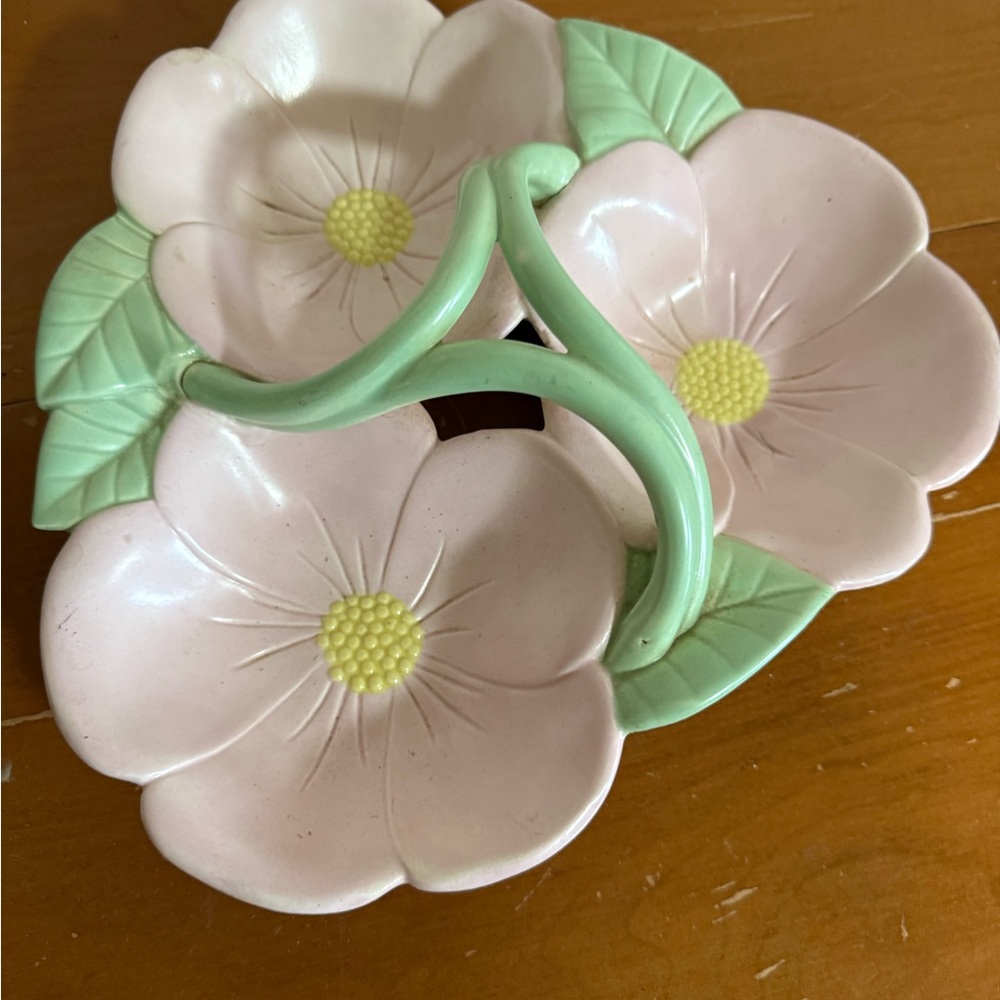 Pastel Floral Ceramic Dish with Handle